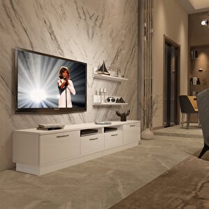 Trendstyle 220r Mdf Tv Ünitesi Tv Sehpası Parlak Beyaz