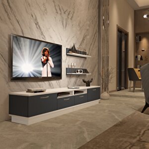 Trendstyle 220r Mdf Tv Ünitesi Tv Sehpası Beyaz - Antrasit