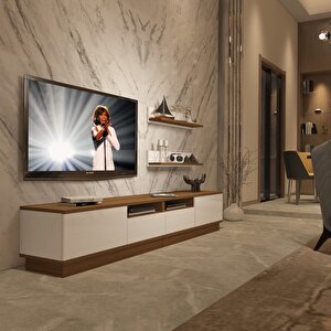 Trendstyle 220rs Slm Tv Ünitesi Tv Sehpası Ceviz Beyaz