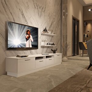 Trendstyle 220r Slm Tv Ünitesi Tv Sehpası Parlak Beyaz