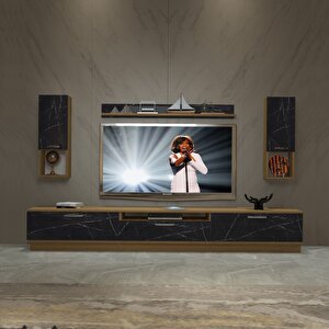 Trendstyle 270da Mdf Tv Ünitesi Tv Sehpası Pera Siyah Mermer