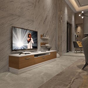 Trendstyle 4 Mdf Tv Ünitesi Tv Sehpası Beyaz - Ceviz