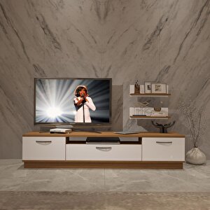 Trendstyle 4 Mdf Tv Ünitesi Tv Sehpası Ceviz Beyaz