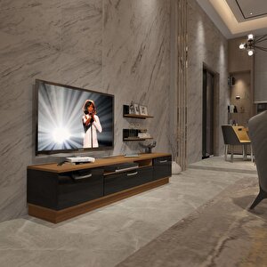 Trendstyle 4 Mdf Tv Ünitesi Tv Sehpası Ceviz-Siyah