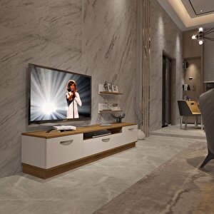 Trendstyle 4 Mdf Tv Ünitesi Tv Sehpası Pera Beyaz