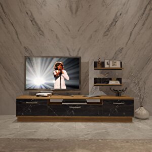 Trendstyle 4 Mdf Tv Ünitesi Tv Sehpası Pera Siyah Mermer