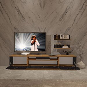 Trendstyle 4 Mdf Tv Ünitesi Tv Sehpası Pera Siyah Mermer
