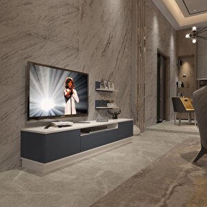 Trendstyle 4s Mdf Tv Ünitesi Tv Sehpası Beyaz - Antrasit