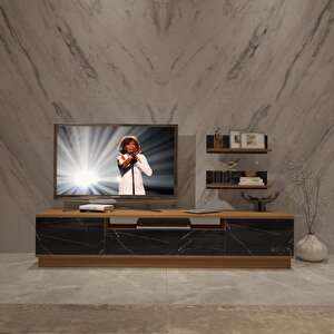 Trendstyle 4s Mdf Tv Ünitesi Tv Sehpası Ceviz Siyah Mermer
