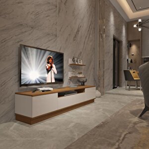 Trendstyle 4s Slm Tv Ünitesi Tv Sehpası Ceviz Beyaz