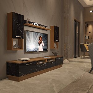 Trendstyle 5220da Mdf Tv Ünitesi Tv Sehpası Ceviz Siyah Mermer