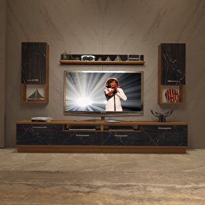 Trendstyle 5220da Mdf Tv Ünitesi Tv Sehpası Ceviz Siyah Mermer
