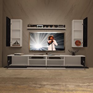 Trendstyle 5220da Slm Tv Ünitesi Tv Sehpası Beyaz Siyah Mermer