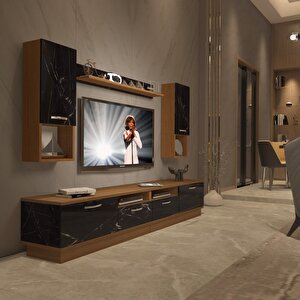 Trendstyle 5220da Slm Tv Ünitesi Tv Sehpası Ceviz Siyah Mermer