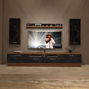 Trendstyle 5220d Slm Tv Ünitesi Tv Sehpası Ceviz Siyah Mermer