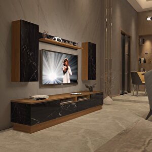 Trendstyle 5220ds Slm Tv Ünitesi Tv Sehpası Ceviz Siyah Mermer