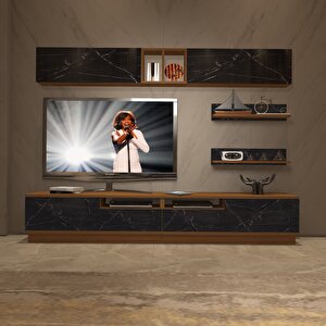 Trendstyle 5220s Mdf Tv Ünitesi Tv Sehpası Ceviz Siyah Mermer