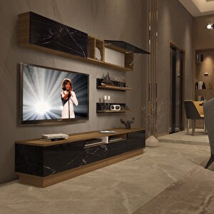 Trendstyle 5220s Mdf Tv Ünitesi Tv Sehpası Pera Siyah Mermer