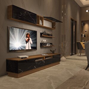 Trendstyle 5220s Slm Tv Ünitesi Tv Sehpası Ceviz Siyah Mermer