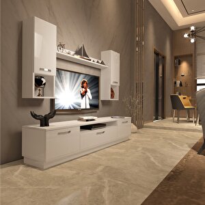 Trendstyle 5da Mdf Tv Ünitesi Tv Sehpası Parlak Beyaz