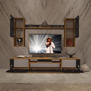 Trendstyle 5da Mdf Tv Ünitesi Tv Sehpası Pera Siyah Mermer