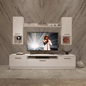 Trendstyle 5da Slm Tv Ünitesi Tv Sehpası Parlak Beyaz