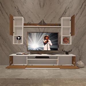 Trendstyle 5da Slm Tv Ünitesi Tv Sehpası Beyaz - Ceviz