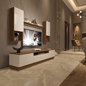 Trendstyle 5das Mdf Tv Ünitesi Tv Sehpası Ceviz Beyaz