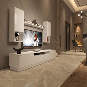 Trendstyle 5das Slm Tv Ünitesi Tv Sehpası Parlak Beyaz