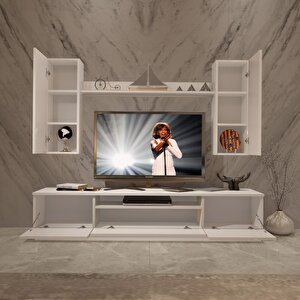 Trendstyle 5d Mdf Tv Ünitesi Tv Sehpası Parlak Beyaz