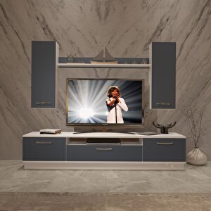 Trendstyle 5d Mdf Tv Ünitesi Tv Sehpası Beyaz - Antrasit
