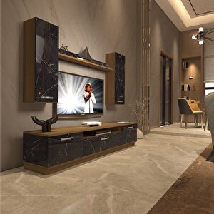 Trendstyle 5d Mdf Tv Ünitesi Tv Sehpası Pera Siyah Mermer