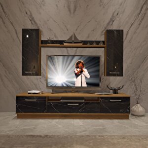 Trendstyle 5d Mdf Tv Ünitesi Tv Sehpası Pera Siyah Mermer