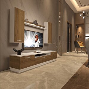 Trendstyle 5d Slm Tv Ünitesi Tv Sehpası Beyaz Siyah Mermer