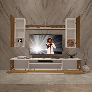Trendstyle 5d Slm Tv Ünitesi Tv Sehpası Beyaz Siyah Mermer