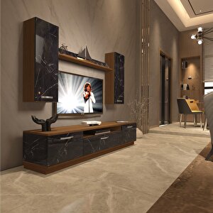 Trendstyle 5d Slm Tv Ünitesi Tv Sehpası Ceviz Siyah Mermer
