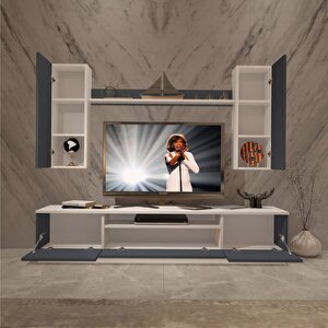 Trendstyle 5ds Mdf Tv Ünitesi Tv Sehpası Beyaz - Antrasit