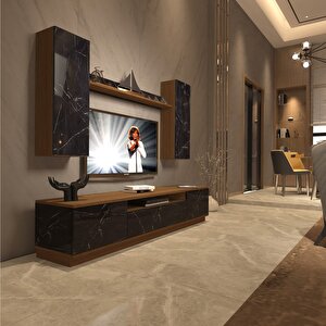 Trendstyle 5ds Mdf Tv Ünitesi Tv Sehpası Ceviz Siyah Mermer