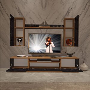 Trendstyle 5ds Mdf Tv Ünitesi Tv Sehpası Ceviz Siyah Mermer