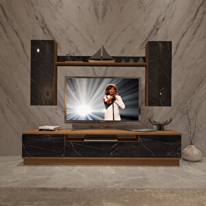 Trendstyle 5ds Slm Tv Ünitesi Tv Sehpası Ceviz Siyah Mermer