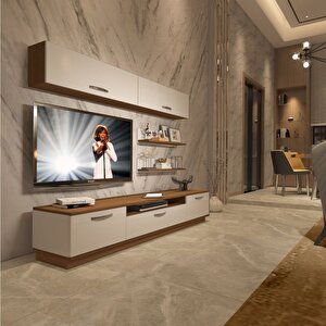 Trendstyle 5 Slm Tv Ünitesi Tv Sehpası Ceviz Beyaz