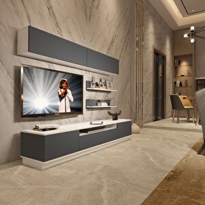 Trendstyle 5s Mdf Tv Ünitesi Tv Sehpası Beyaz - Antrasit