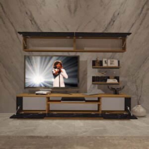 Trendstyle 5s Mdf Tv Ünitesi Tv Sehpası Pera Siyah Mermer
