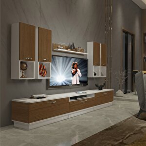 Trendstyle 8da Mdf Tv Ünitesi Tv Sehpası Beyaz - Ceviz