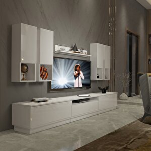 Trendstyle 8das Mdf Tv Ünitesi Tv Sehpası Parlak Beyaz