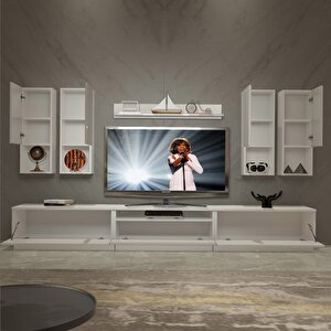 Trendstyle 8das Mdf Tv Ünitesi Tv Sehpası Parlak Beyaz