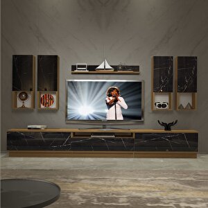 Trendstyle 8das Mdf Tv Ünitesi Tv Sehpası Pera Siyah Mermer