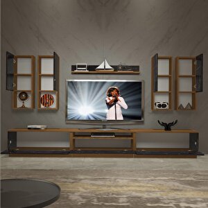 Trendstyle 8das Slm Tv Ünitesi Tv Sehpası Ceviz Siyah Mermer