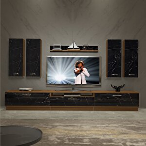 Trendstyle 8d Mdf Tv Ünitesi Tv Sehpası Ceviz Siyah Mermer