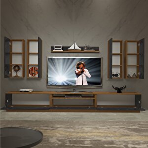 Trendstyle 8d Mdf Tv Ünitesi Tv Sehpası Ceviz Siyah Mermer